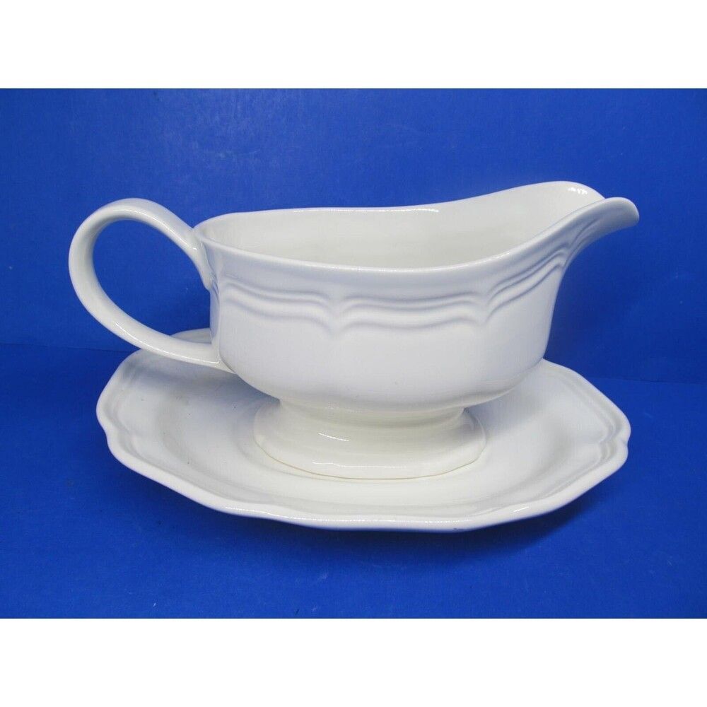 Mikasa French Countryside Gravy Boat With Underplate White